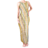 Yellow Palaka Hawaii Leis Tank Maxi Dress Hawaiian-plaid Elegant Tropical Vibes - Polynesian Pride