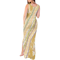 Yellow Palaka Hawaii Leis Tank Maxi Dress Hawaiian-plaid Elegant Tropical Vibes - Polynesian Pride