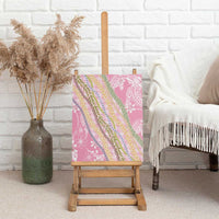 Pink Palaka Hawaii Leis Canvas Wall Art Hawaiian-plaid Elegant Tropical Vibes - Polynesian Pride