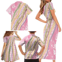 Pink Palaka Hawaii Leis Family Matching Short Sleeve Bodycon Dress and Hawaiian Shirt Hawaiian-plaid Elegant Tropical Vibes LT14 - Polynesian Pride