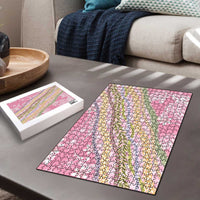 Pink Palaka Hawaii Leis Puzzle Hawaiian-plaid Elegant Tropical Vibes - Polynesian Pride