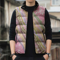 Pink Palaka Hawaii Leis Sleeveless Puffer Jacket Hawaiian-plaid Elegant Tropical Vibes - Polynesian Pride