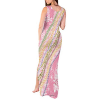 Pink Palaka Hawaii Leis Tank Maxi Dress Hawaiian-plaid Elegant Tropical Vibes - Polynesian Pride