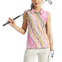 Pink Palaka Hawaii Leis Women Sleeveless Polo Shirt Hawaiian-plaid Elegant Tropical Vibes - Polynesian Pride
