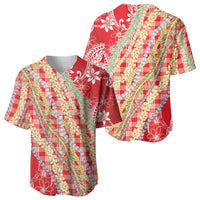 Red Palaka Hawaii Leis Baseball Jersey Hawaiian-plaid Elegant Tropical Vibes - Polynesian Pride