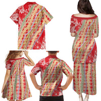 Red Palaka Hawaii Leis Family Matching Puletasi and Hawaiian Shirt Hawaiian-plaid Elegant Tropical Vibes LT14 - Polynesian Pride