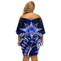 Tonga Tupou College And Queen Salote College Off Shoulder Short Dress Tongan Ngatu Pattern LT14 - Polynesian Pride