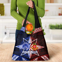 Personalised Tupou College And Kolisi Tonga Atele Grocery Bag Tongan Ngatu Pattern