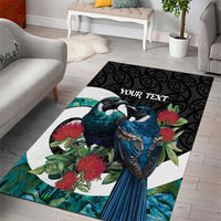 Personalised Valentine's Day New Zealand Area Rug Tui Bird Couple Kowhaiwhai Mix Pohutukawa LT14 - Polynesian Pride