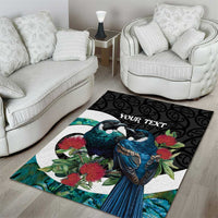 Personalised Valentine's Day New Zealand Area Rug Tui Bird Couple Kowhaiwhai Mix Pohutukawa LT14 - Polynesian Pride