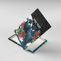 Personalised Valentine's Day New Zealand Canvas Wall Art Tui Bird Couple Kowhaiwhai Mix Pohutukawa LT14 With Frame Black - Polynesian Pride
