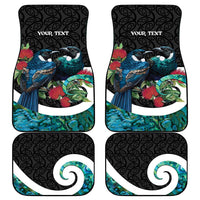 Personalised Valentine's Day New Zealand Car Mats Tui Bird Couple Kowhaiwhai Mix Pohutukawa LT14 - Polynesian Pride