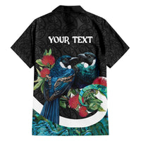 Personalised Valentine's Day New Zealand Family Matching Tank Maxi Dress and Hawaiian Shirt Tui Bird Couple Kowhaiwhai Mix Pohutukawa LT14 - Polynesian Pride