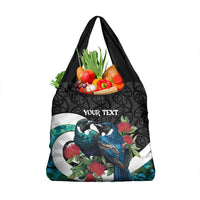 Personalised Valentine's Day New Zealand Grocery Bag Tui Bird Couple Kowhaiwhai Mix Pohutukawa LT14 1-pack One Size Black - Polynesian Pride