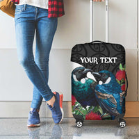 Personalised Valentine's Day New Zealand Luggage Cover Tui Bird Couple Kowhaiwhai Mix Pohutukawa LT14 - Polynesian Pride