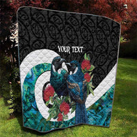 Personalised Valentine's Day New Zealand Quilt Tui Bird Couple Kowhaiwhai Mix Pohutukawa LT14 - Polynesian Pride