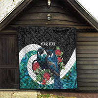 Personalised Valentine's Day New Zealand Quilt Tui Bird Couple Kowhaiwhai Mix Pohutukawa LT14 - Polynesian Pride