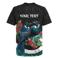 Personalised Valentine's Day New Zealand Rugby Jersey Tui Bird Couple Kowhaiwhai Mix Pohutukawa LT14 - Polynesian Pride