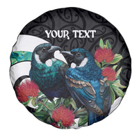 Personalised Valentine's Day New Zealand Spare Tire Cover Tui Bird Couple Kowhaiwhai Mix Pohutukawa LT14 - Polynesian Pride