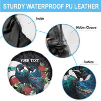 Personalised Valentine's Day New Zealand Spare Tire Cover Tui Bird Couple Kowhaiwhai Mix Pohutukawa LT14 - Polynesian Pride