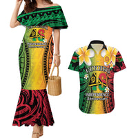 Vanuatu Independence Day Couples Matching Mermaid Dress and Hawaiian Shirt Long God Yumi Stanap Happy 46th Anniversary LT14 Reggae - Polynesian Pride