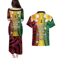 Vanuatu Independence Day Couples Matching Puletasi and Hawaiian Shirt Long God Yumi Stanap Happy 45th Anniversary LT14
