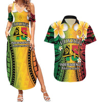 Vanuatu Independence Day Couples Matching Summer Maxi Dress and Hawaiian Shirt Long God Yumi Stanap Happy 46th Anniversary LT14 Reggae - Polynesian Pride