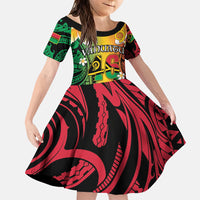 Vanuatu Independence Day Family Matching Puletasi and Hawaiian Shirt Long God Yumi Stanap Happy 46th Anniversary LT14 Daughter's Dress Reggae - Polynesian Pride