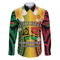 Vanuatu Independence Day Family Matching Puletasi and Hawaiian Shirt Long God Yumi Stanap Happy 46th Anniversary LT14 Dad's Shirt - Long Sleeve Reggae - Polynesian Pride