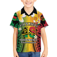 Vanuatu Independence Day Family Matching Puletasi and Hawaiian Shirt Long God Yumi Stanap Happy 46th Anniversary LT14 Son's Shirt Reggae - Polynesian Pride