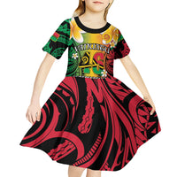 Vanuatu Independence Day Kid Short Sleeve Dress Long God Yumi Stanap Happy 46th Anniversary LT14 - Polynesian Pride