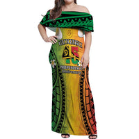 Vanuatu Independence Day Off Shoulder Maxi Dress Long God Yumi Stanap Happy 45th Anniversary LT14