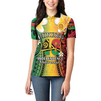 Vanuatu Independence Day Women Polo Shirt Long God Yumi Stanap Happy 46th Anniversary LT14 - Polynesian Pride