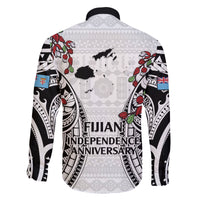 Fiji Day Family Matching Long Sleeve Bodycon Dress and Hawaiian Shirt Happy 54 Years Of Independence Tapa Pattern White