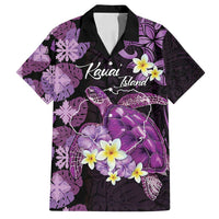 Personalised Aloha Hawaii Kauai Island Family Matching Off Shoulder Maxi Dress and Hawaiian Shirt Garden Isle Map Sea Turtle Plumeria