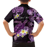 Personalised Aloha Hawaii Kauai Island Family Matching Off Shoulder Short Dress and Hawaiian Shirt Garden Isle Map Sea Turtle Plumeria LT14 - Polynesian Pride