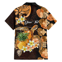 Personalised Aloha Hawaii Lanai Island Family Matching Off Shoulder Short Dress and Hawaiian Shirt Pineapple Isle Map Sea Turtle Plumeria LT14 - Polynesian Pride