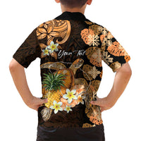Personalised Aloha Hawaii Lanai Island Family Matching Puletasi and Hawaiian Shirt Pineapple Isle Map Sea Turtle Plumeria