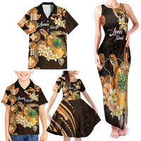 Personalised Aloha Hawaii Lanai Island Family Matching Tank Maxi Dress and Hawaiian Shirt Pineapple Isle Map Sea Turtle Plumeria LT14 - Polynesian Pride