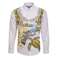 Personalised Aloha Hawaii Niihau Island Family Matching Off The Shoulder Long Sleeve Dress and Hawaiian Shirt Forbidden Isle Map Shell Lei LT14 Dad's Shirt - Long Sleeve Yellow - Polynesian Pride