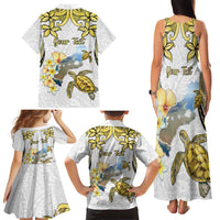 Personalised Aloha Hawaii Niihau Island Family Matching Tank Maxi Dress and Hawaiian Shirt Forbidden Isle Map Shell Lei LT14 - Polynesian Pride