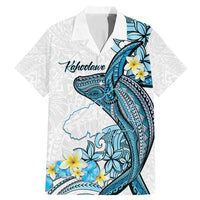 Personalised Aloha Hawaii Kahoolawe Island Family Matching Mermaid Dress and Hawaiian Shirt Target Isle Map With Humpback Whale LT14 Dad's Shirt - Short Sleeve Blue - Polynesian Pride
