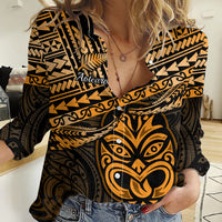 Matariki New Zealand Women Casual Shirt Maori New Year Tiki Gold Version LT14 Female Gold - Polynesian Pride