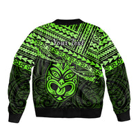 Personalised Matariki New Zealand Bomber Jacket Maori New Year Tiki Green Version LT14 - Polynesian Pride