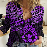 Personalised Matariki New Zealand Women Casual Shirt Maori New Year Tiki Purple Version LT14 Female Purple - Polynesian Pride