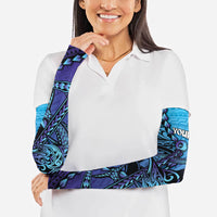 Personalised Polynesia Blue Marlin Fishing Arm Sleeves Marlin Anchor Tattoo Polynesian Pattern