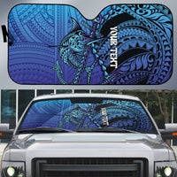 Personalised Polynesia Blue Marlin Fishing Auto Sun Shade Marlin Anchor Tattoo Polynesian Pattern
