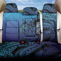 Personalised Polynesia Blue Marlin Fishing Back Car Seat Cover Marlin Anchor Tattoo Polynesian Pattern