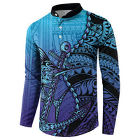 Personalised Polynesia Blue Marlin Fishing Button Sweatshirt Marlin Anchor Tattoo Polynesian Pattern