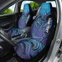 Personalised Polynesia Blue Marlin Fishing Car Seat Cover Marlin Anchor Tattoo Polynesian Pattern